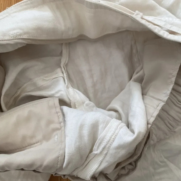 VINCE sz 2 cream colored wide leg linen blend pants buckle tie at waist EUC - Picture 7 of 7